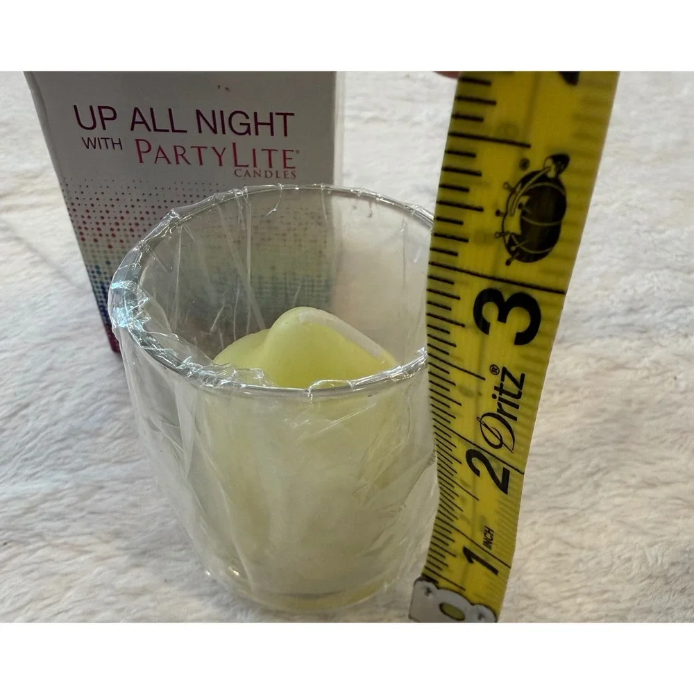 PartyLite Up All Night Votive Set P95657‎ Glass Holder and Yellow Candle New